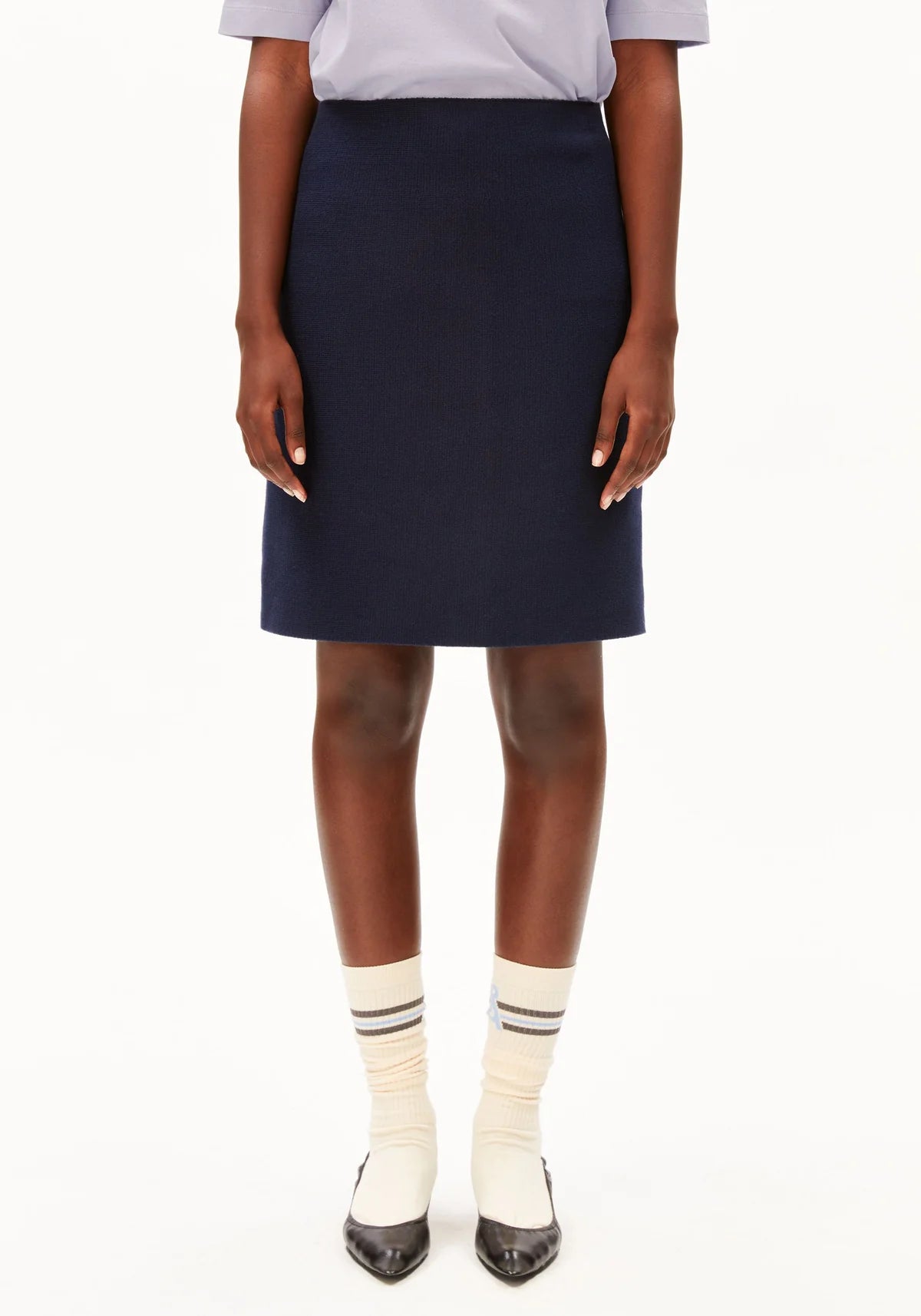 marlowe nature Compact Knit Skirt Rock tinted navy Bio-Baumwolle