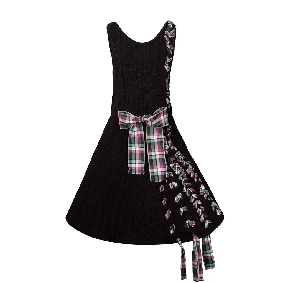 Infantium Victoria Black Cable Knit Dress Kleid schwarz 128 Baumwolle