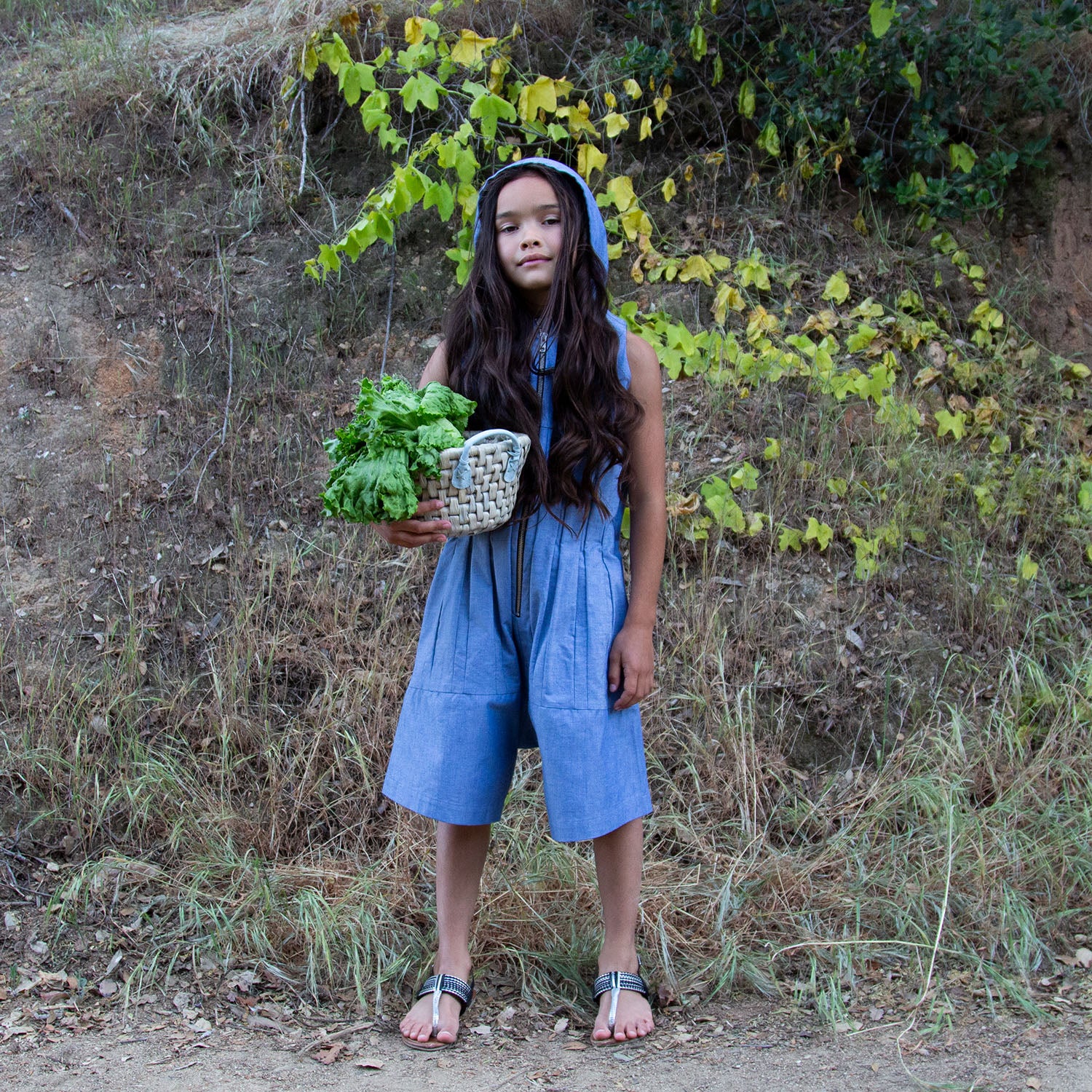 Infantium Victoria Hooded Denim Jumpsuit Overall blau Kapuze