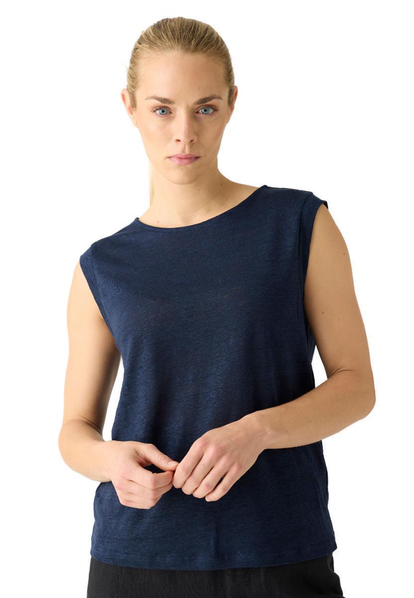 marlowe nature Loose Fold Up Linen T-Shirt total eclipse XS