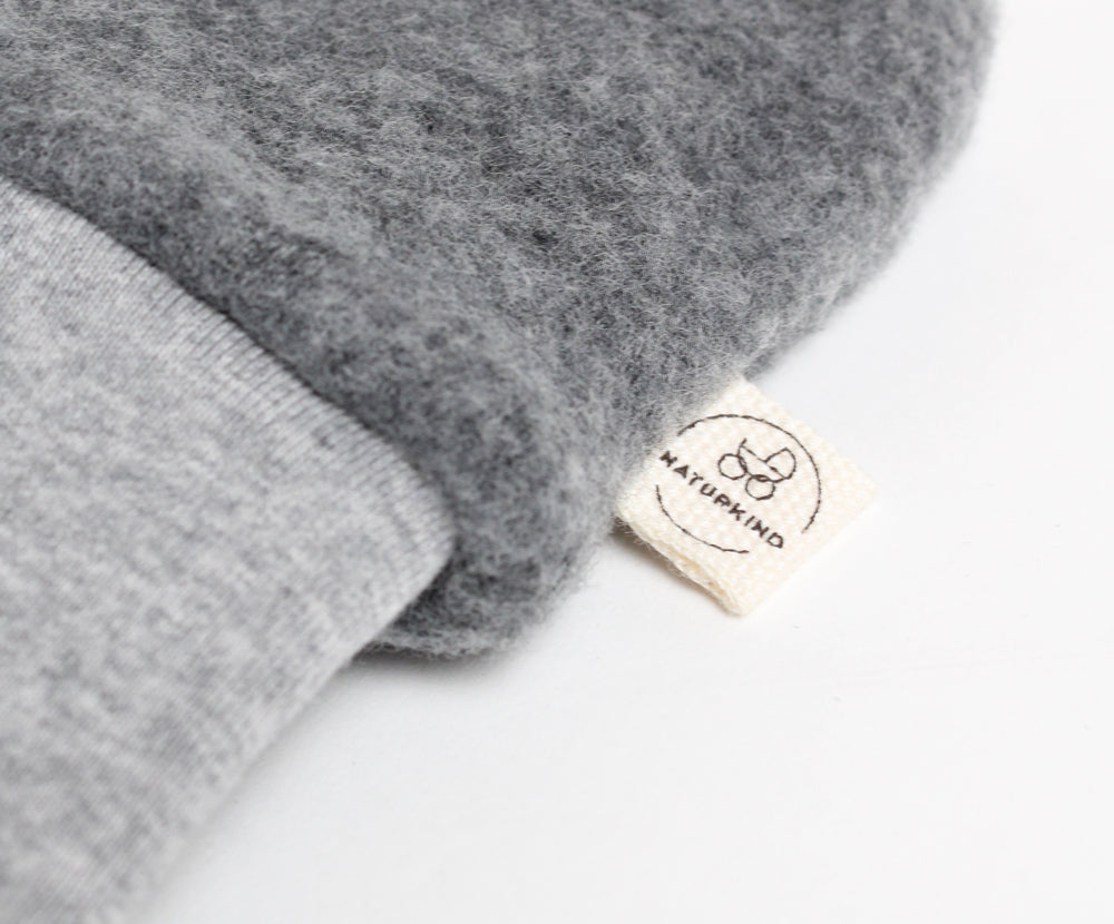 Naturkind Wollfleece Fäustlinge Grau 3/6 Monate GOTS