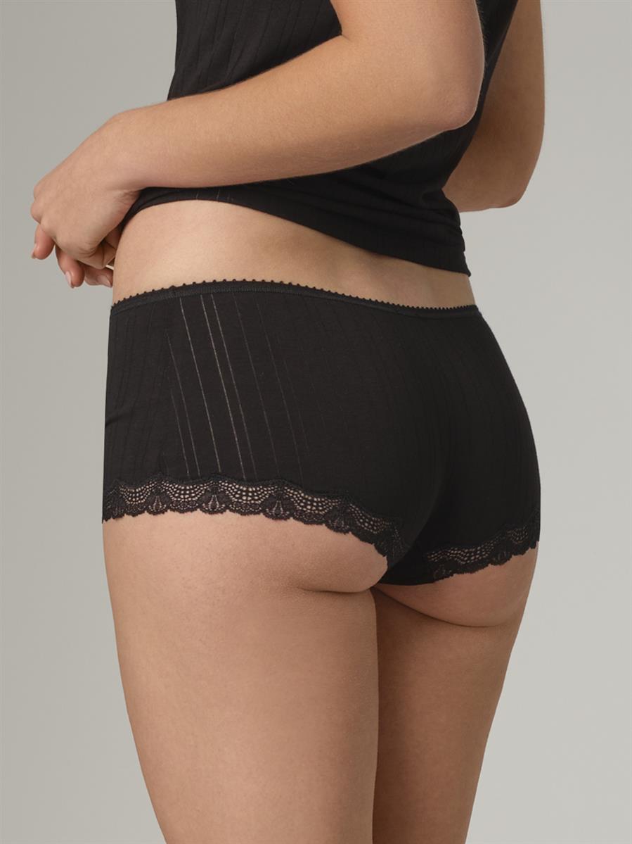 marlowe nature Hipster mit Spitze Unterhose schwarz Bio-Baumwolle