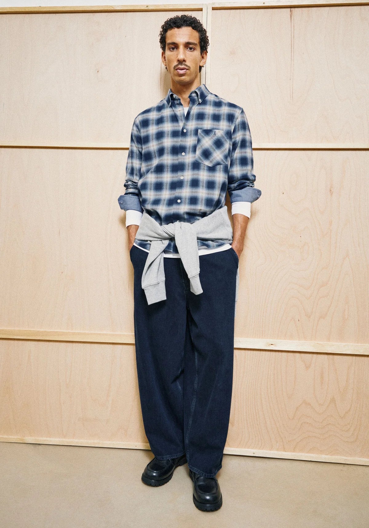 marlowe nature Cotton Check Longsleeve Hemd tinted navy Karo
