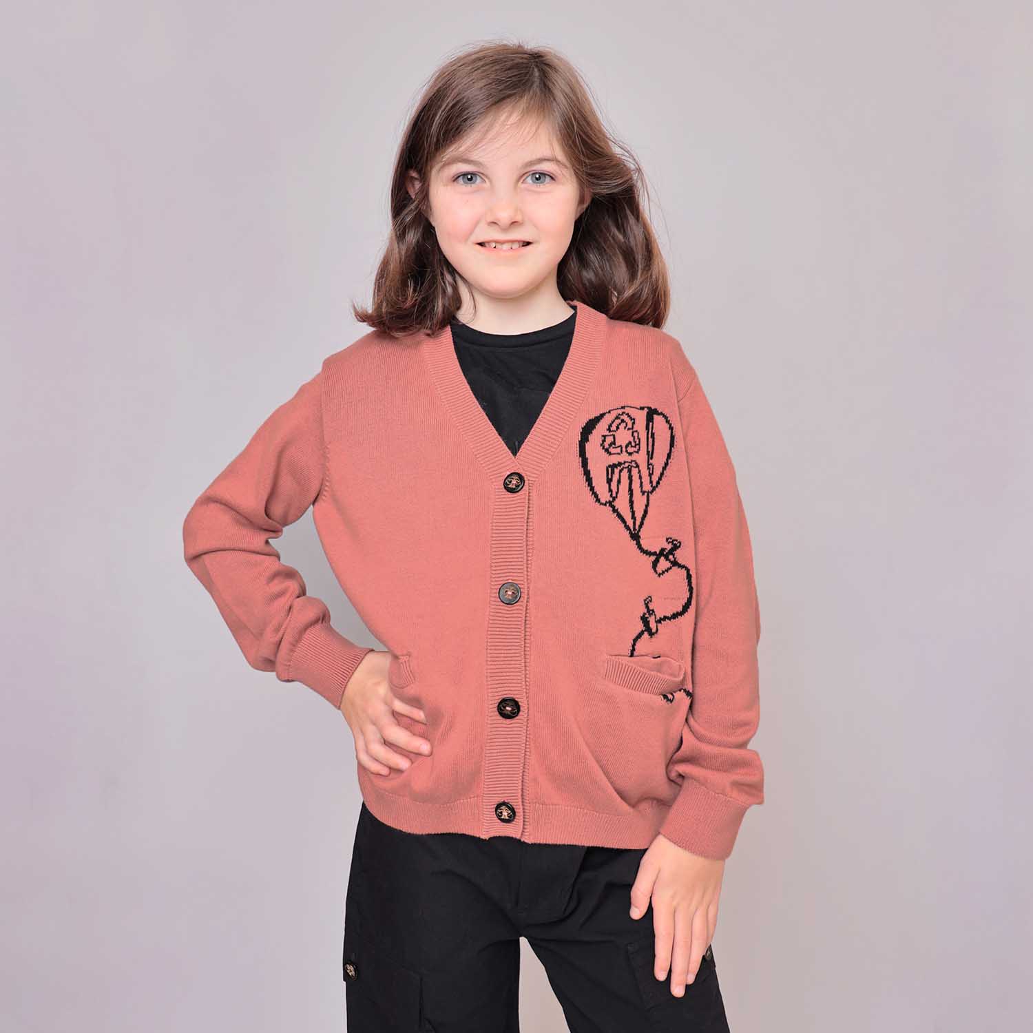 Infantium Victoria Kite Cardigan Kinderstrickjacke rosa Bio-Baumwolle