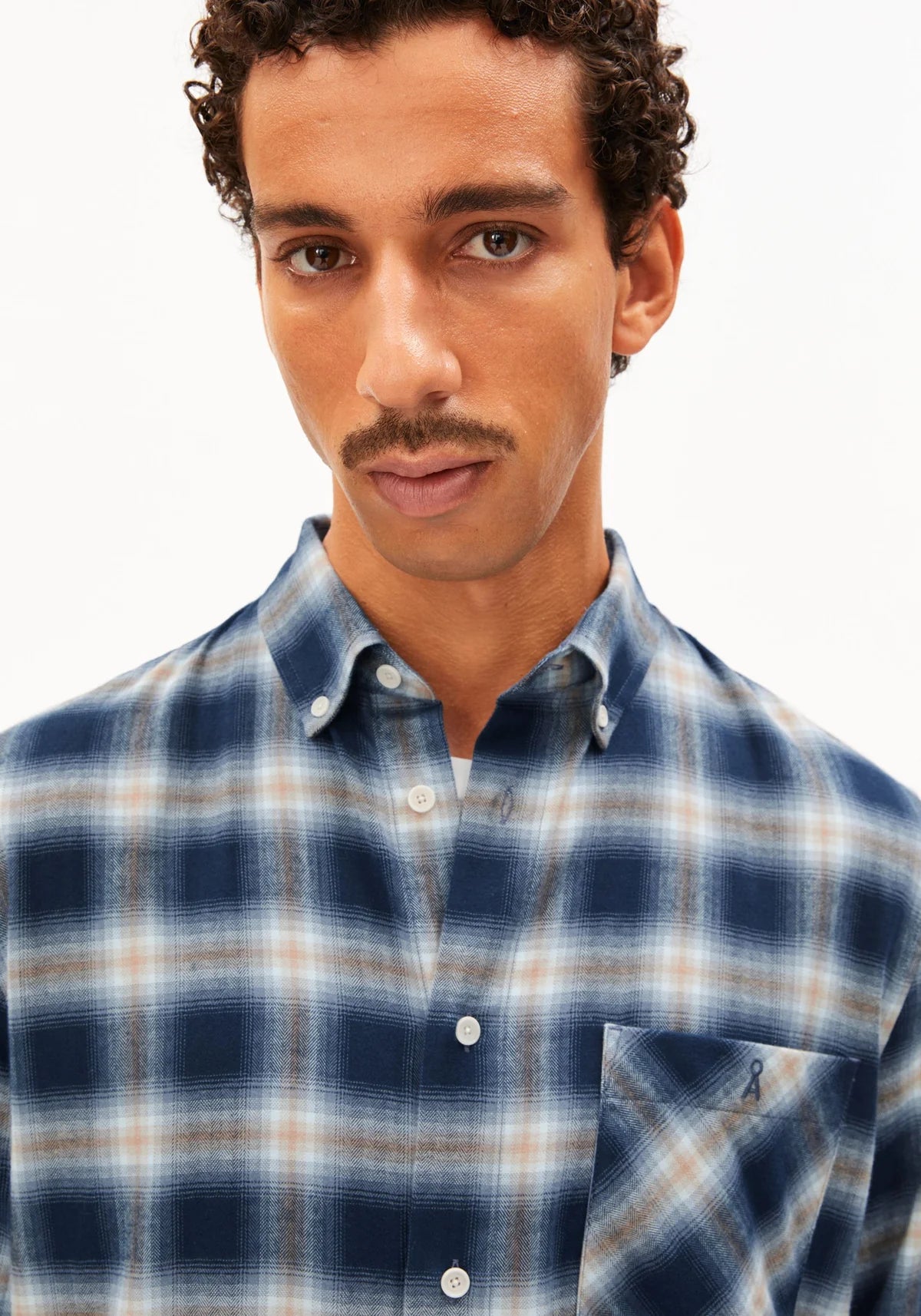 marlowe nature Cotton Check Longsleeve Hemd tinted navy Karo