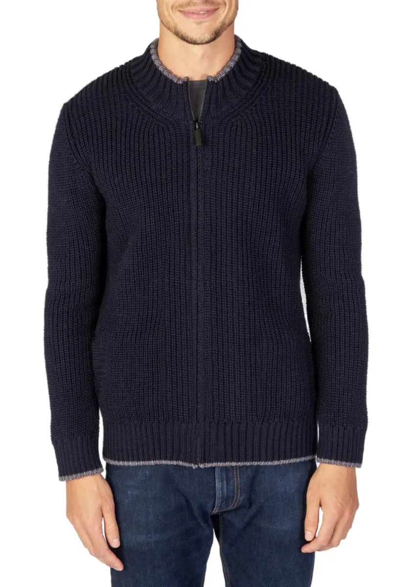 Marlowe Nature Rockbrook Zipped Cardigan navy Schurwolle