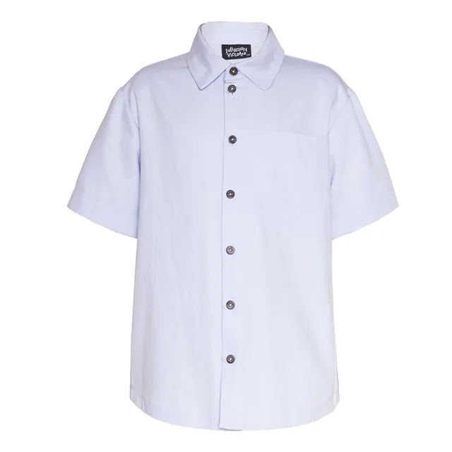 Infantium Victoria Button-Down Hemd Blau Gr.128 Bio-Sateen
