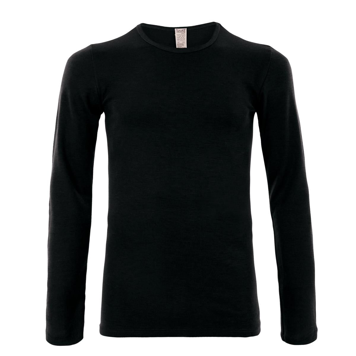 marlowe nature Harvey Langarmshirt schwarz Bio-Wolle Seide