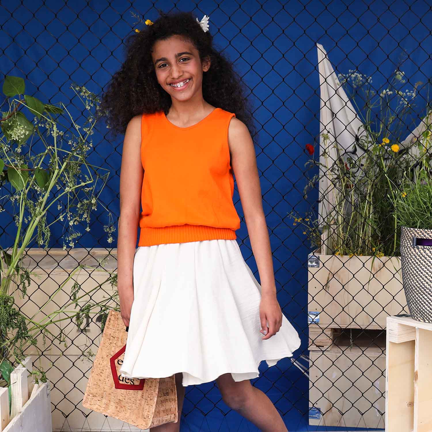 Infantium Victoria Tank Top Orange Häkelstickerei Mädchen