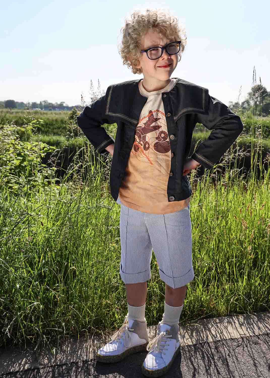 Infantium Victoria Striped Shorts Bermuda Grau 128