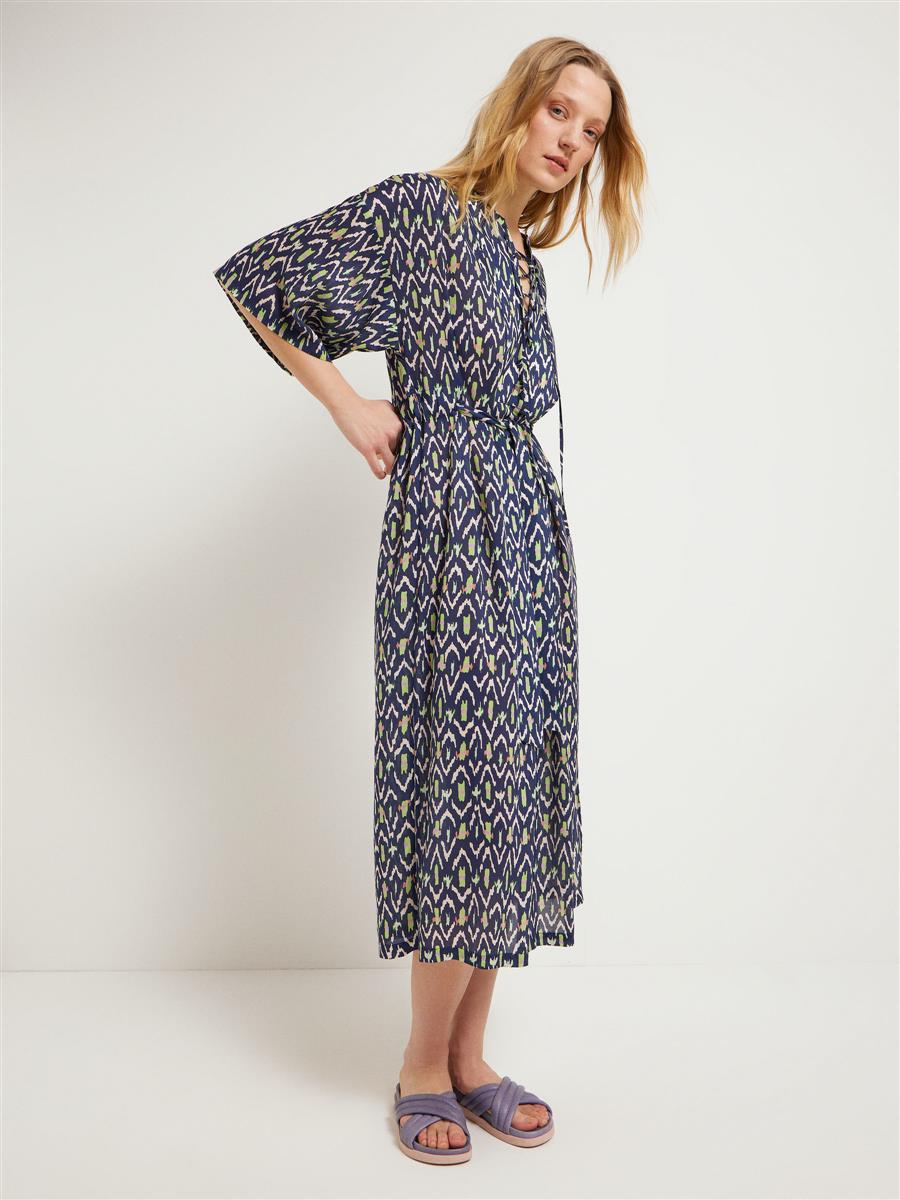 Marlowe Nature Kaftankleid ikat print Kleid night blue 42 Seide