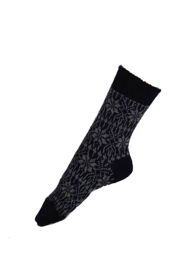Marlowe Nature Norweger Sternemuster Wollsocken blau/grau