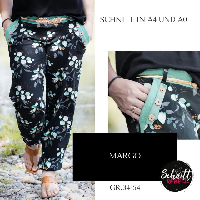 Schnittrebell Margo Hose Ebook Gr.34-54 mit Bauchbündchen