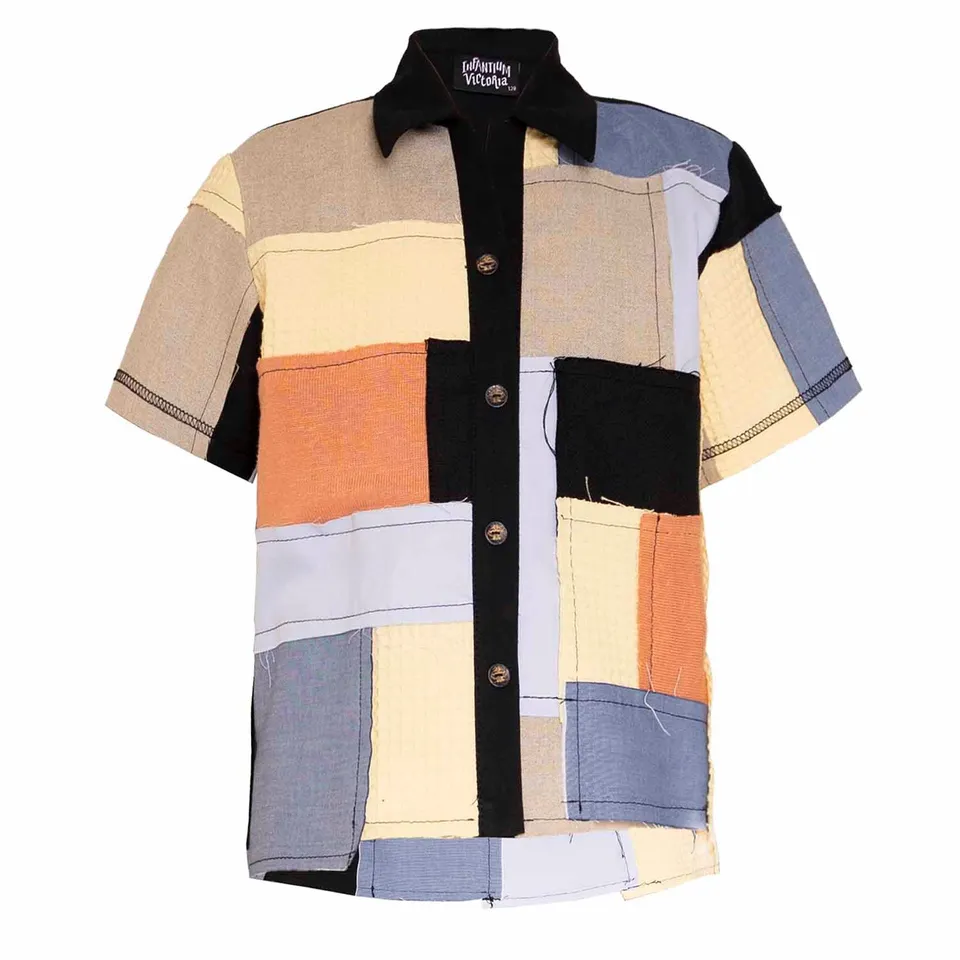Infantium Victoria Patchwork Hemd Kinder Bio-Baumwolle Hanf