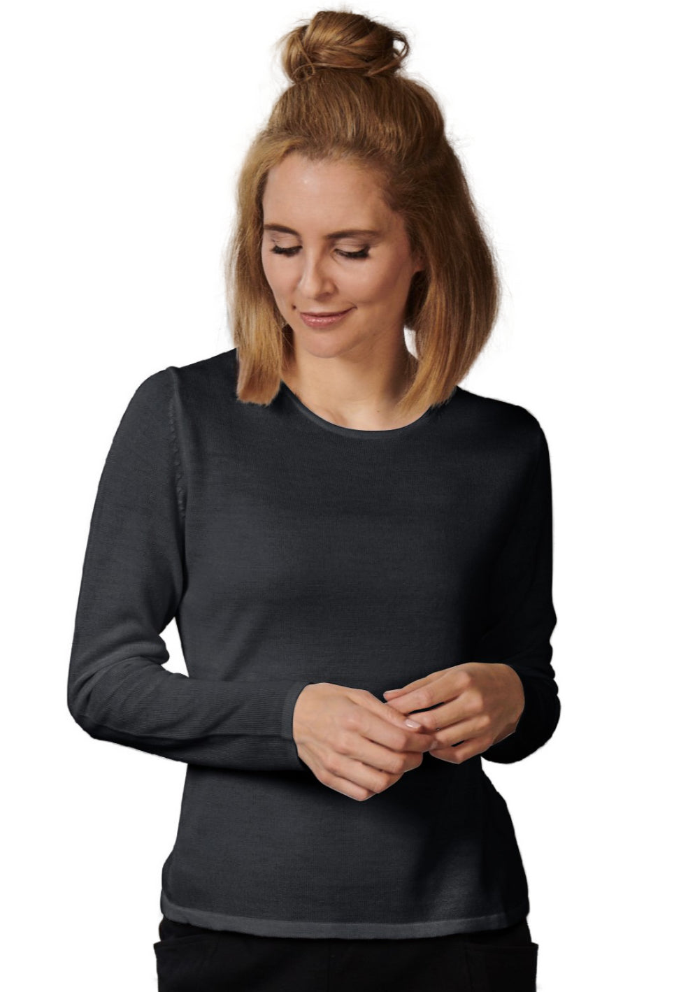 marlowe nature Rundhalspullover Pullover weiß Bio-Merinowolle