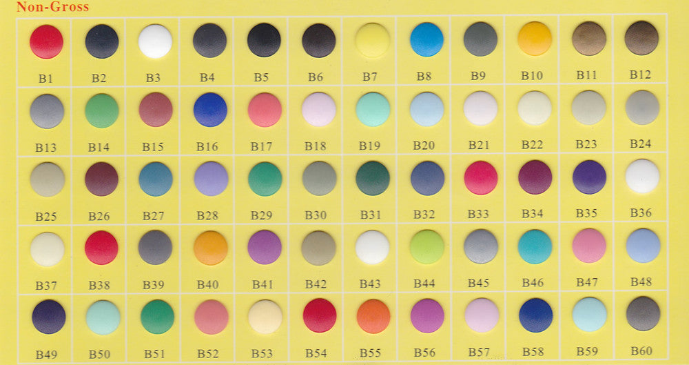 KAM Snaps Notions Farbkarte Druckknöpfe B1-B60 Matt