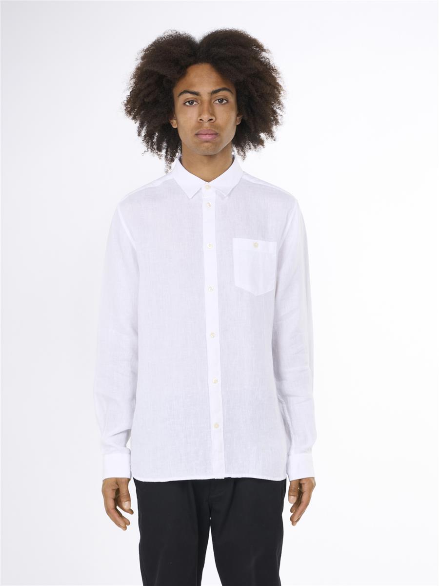 marlowe nature Custom Fit Linen Shirt bright white Leinen