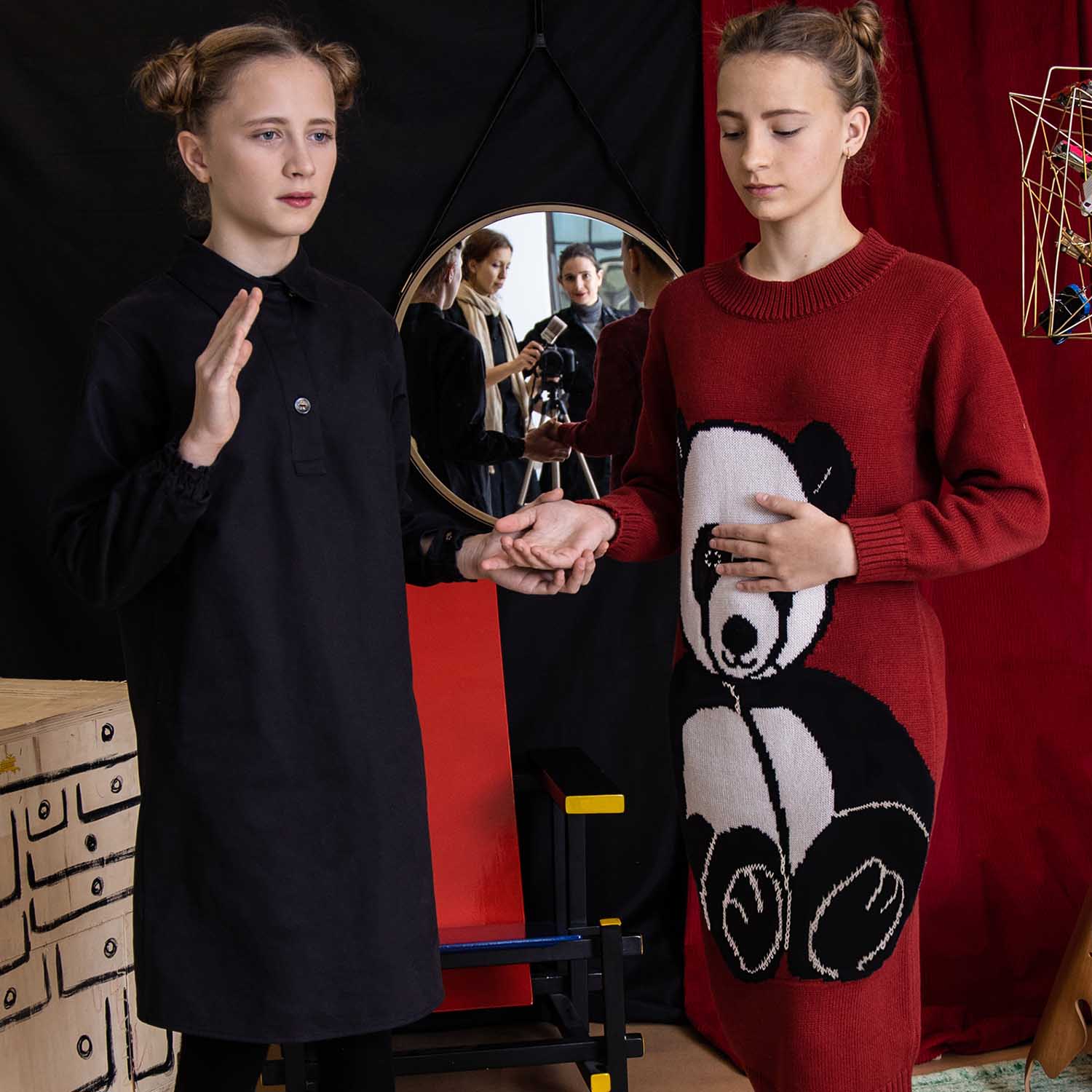 Infantium Victoria Kleid Schwarz Panda Baumwolle Hemdkleid