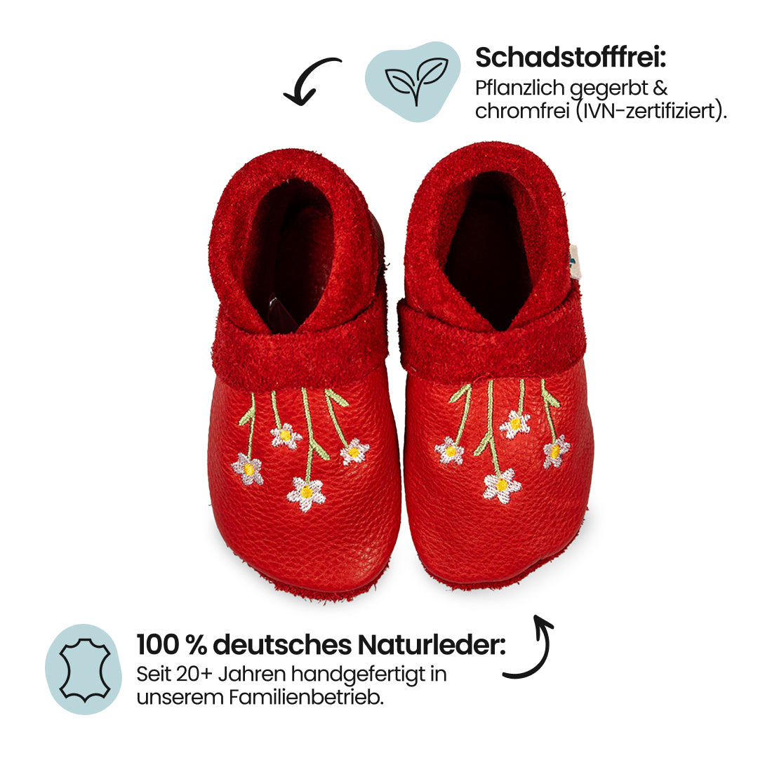 Pantolinos Plus Gänseblümchen Barfußschuhe himbeer Naturleder