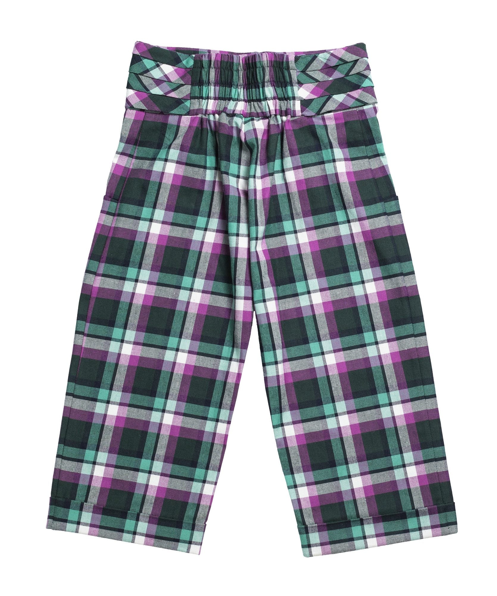 Infantium Victoria Tartan Pleated Belt Pants Karo Hose