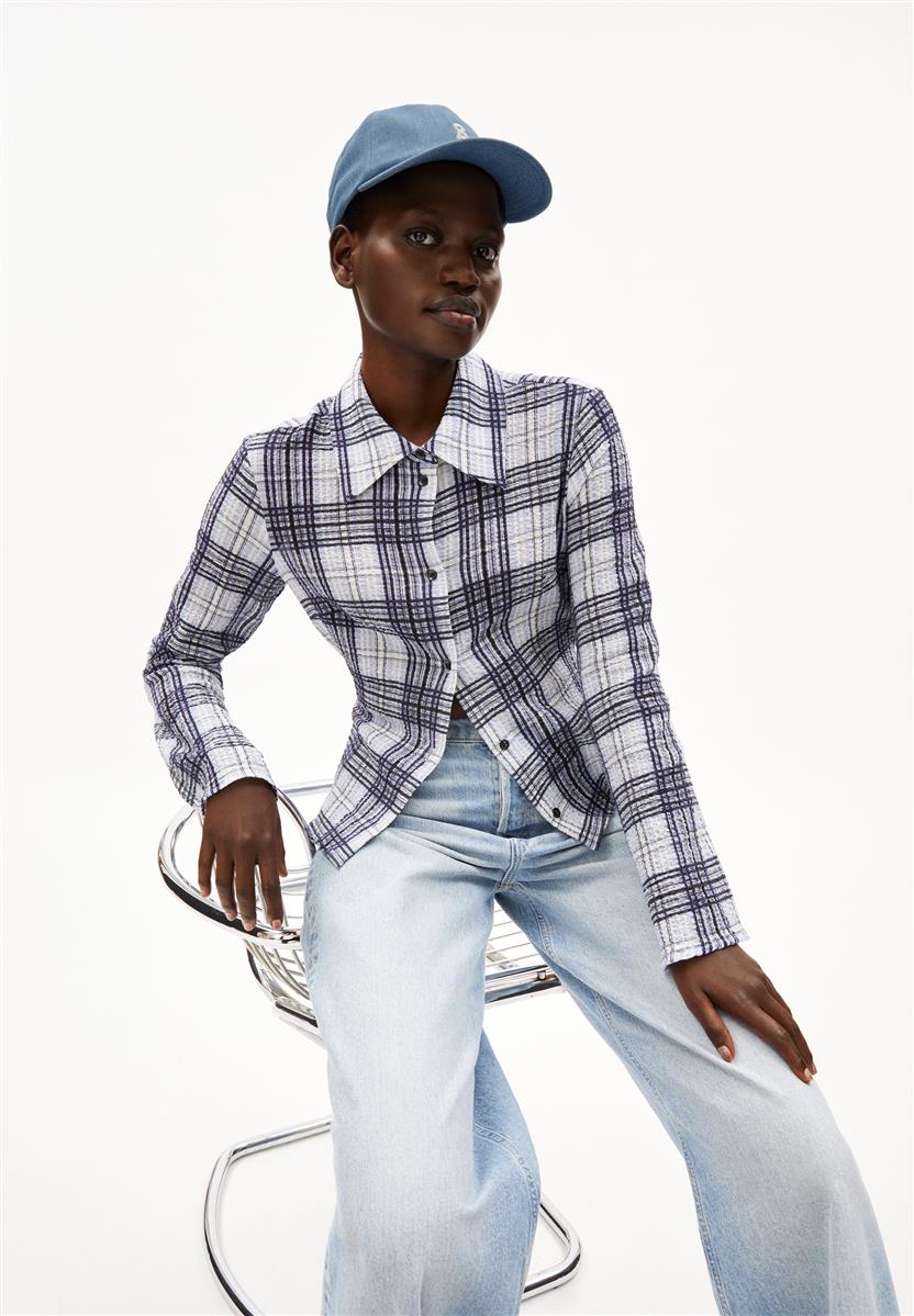 Marlowe Nature Fjaania Check Bluse morning sky Bio-Baumwolle