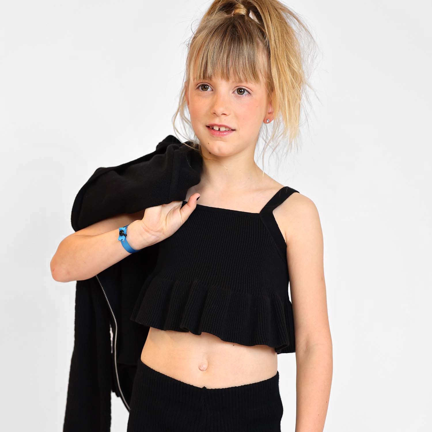 Infantium Victoria Kids Crop Tops Top Schwarz Bio-Baumwolle