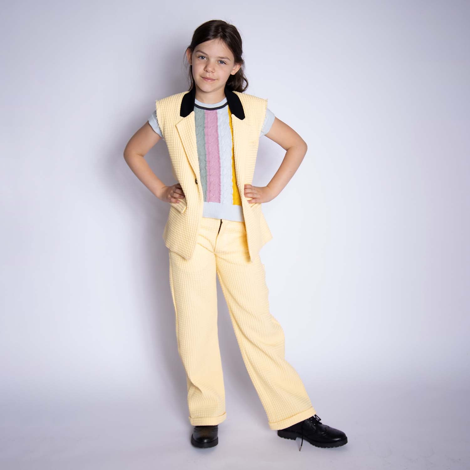 Infantium Victoria Stoffhose Gelb Gr.116 Waffle Baumwolle