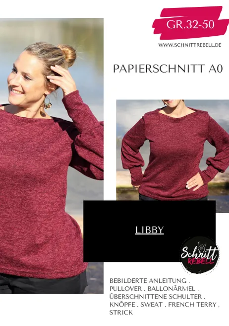 Schnittrebell Libby Pullover Schnittmuster Gr.32-50 A0