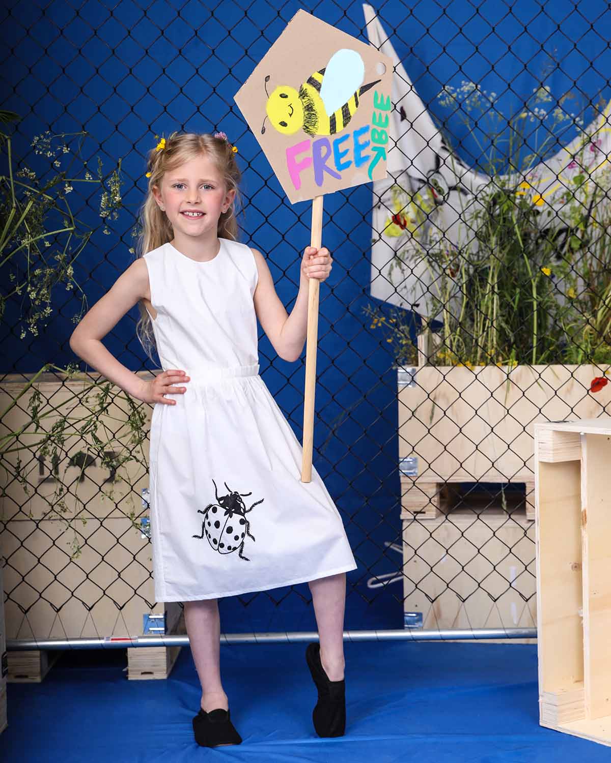 Infantium Victoria White Dress Kleid Weiß 104 Marienkäfer Bio
