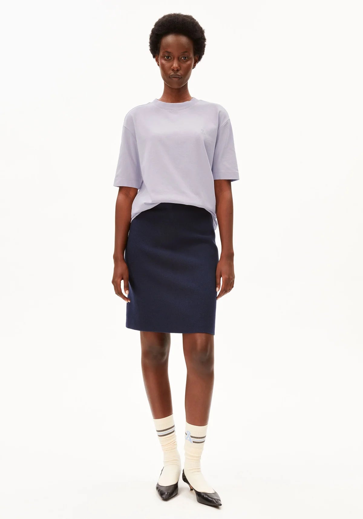 marlowe nature Compact Knit Skirt Rock tinted navy Bio-Baumwolle