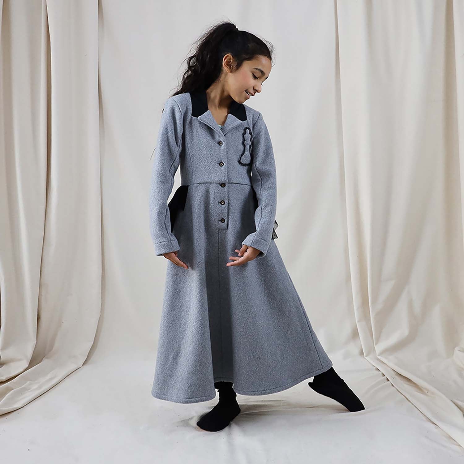 Infantium Victoria Grey Fleece Bustle Dress Winterkleid grau