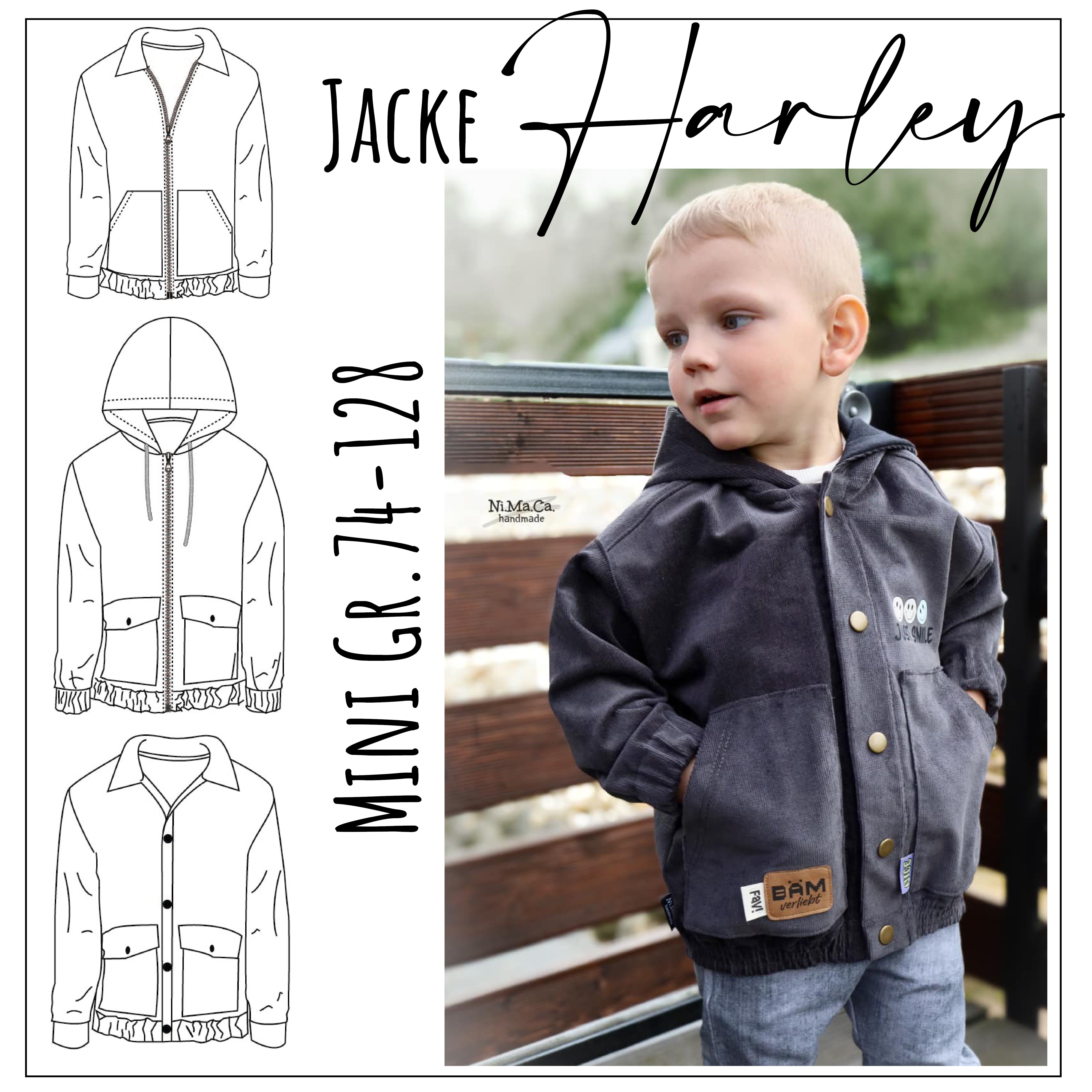 Moeve Design Harley Mini Schnittmuster Jacke 74-128 mit Kapuze