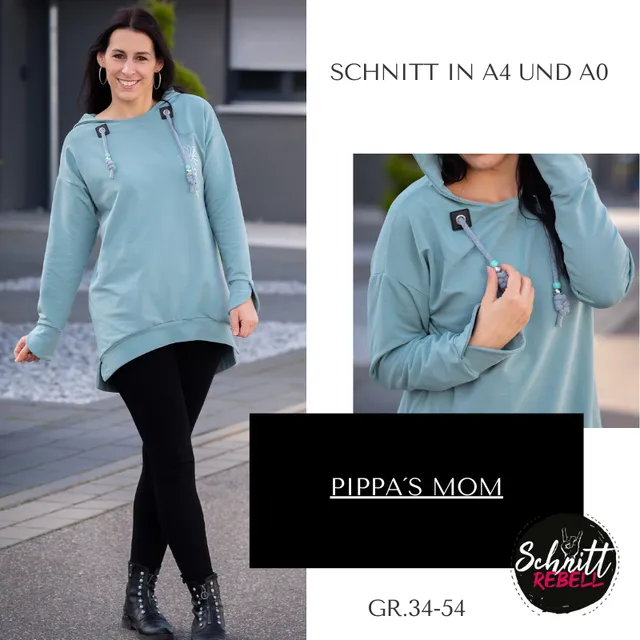 Schnittrebell Pippa's Mom Hoodie Schnittmuster 34-54 PDF