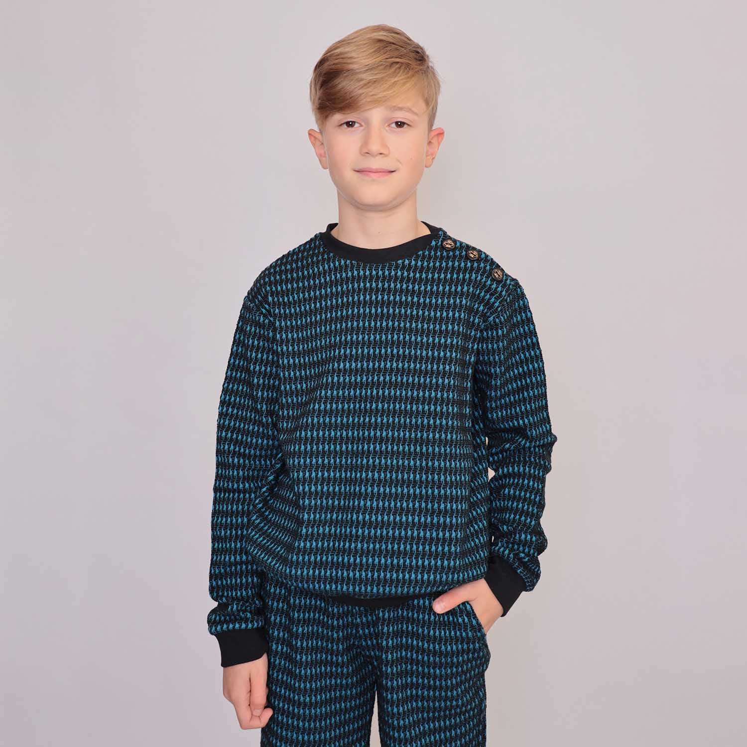 Infantium Victoria Sweatshirt Hahnentritt Schwarz-Blau Baumwolle