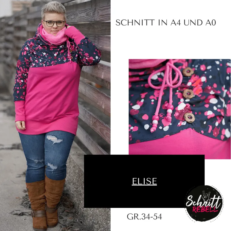 Schnittrebell Elise Hoodie Schnittmuster Ebook Gr.34-54 Crop