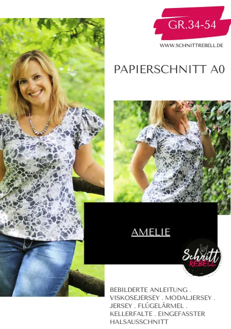 Schnittrebell Amelie Shirt Papierschnitt Gr.34-54