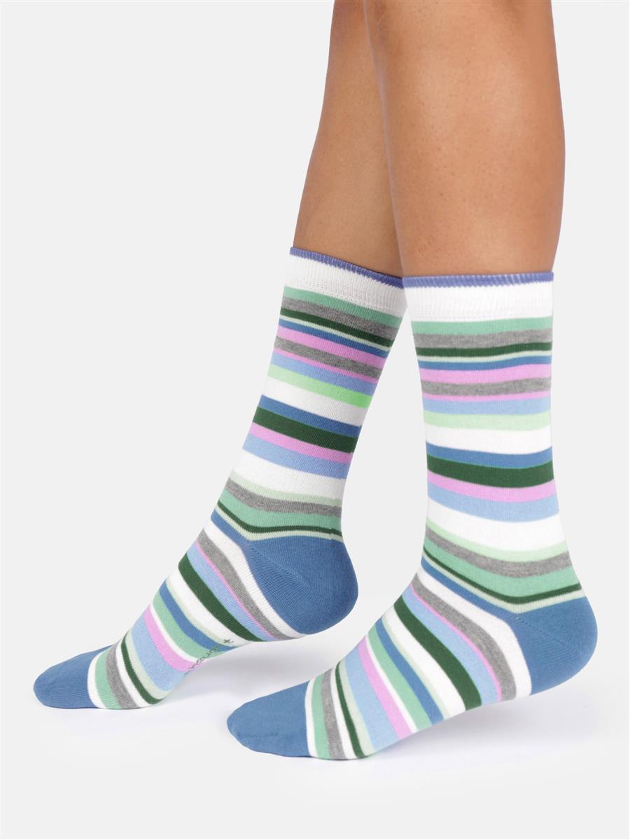 Thought Colourful Stripe Bambus Socken Stone White 37-41