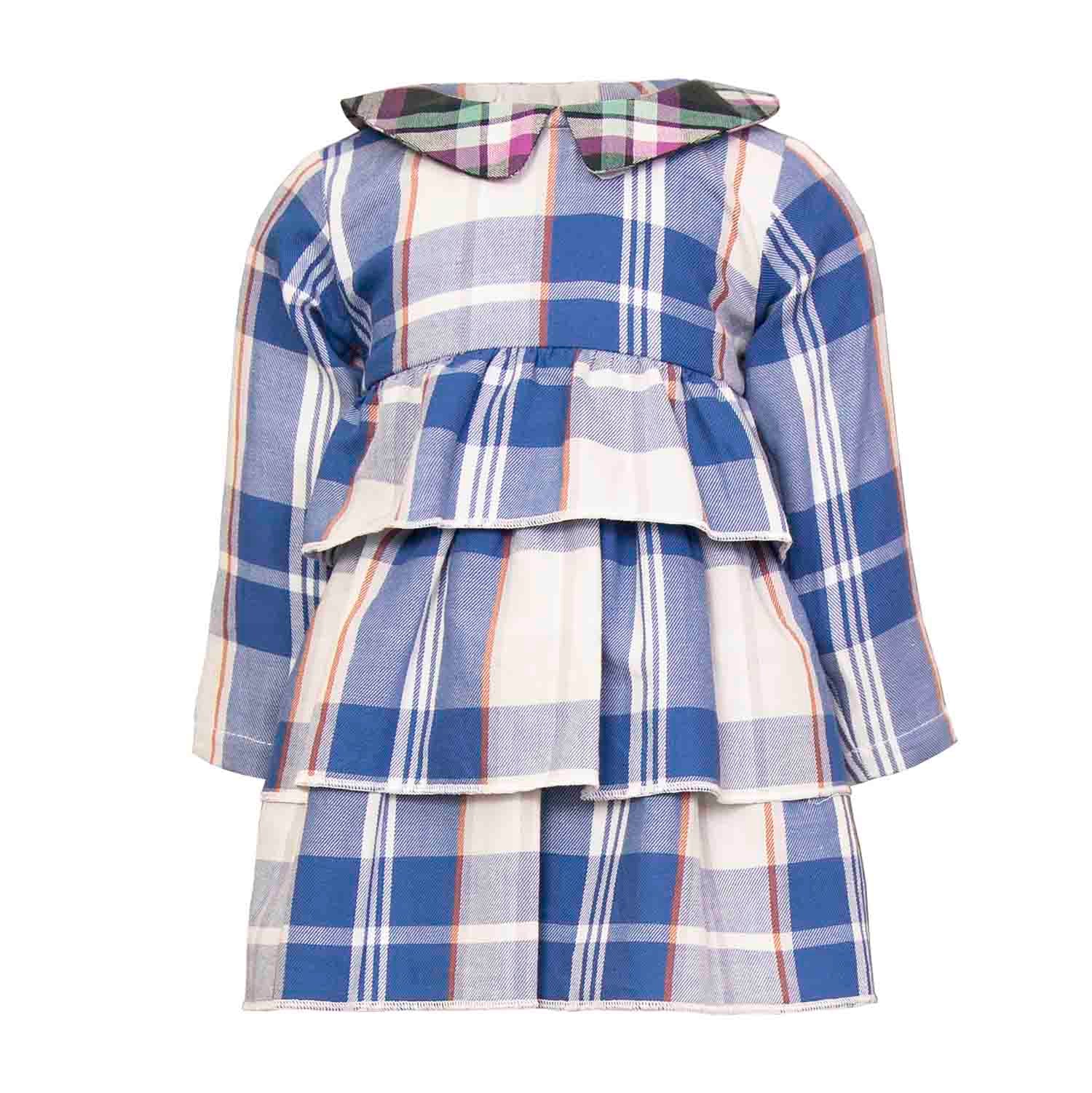 Infantium Victoria Tartan Babykleid blau Baumwolle 68