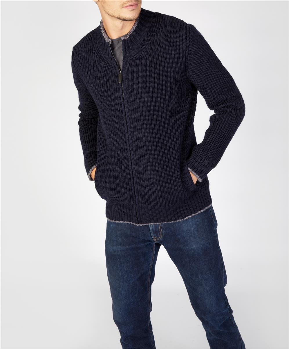 Marlowe Nature Rockbrook Zipped Cardigan navy Schurwolle
