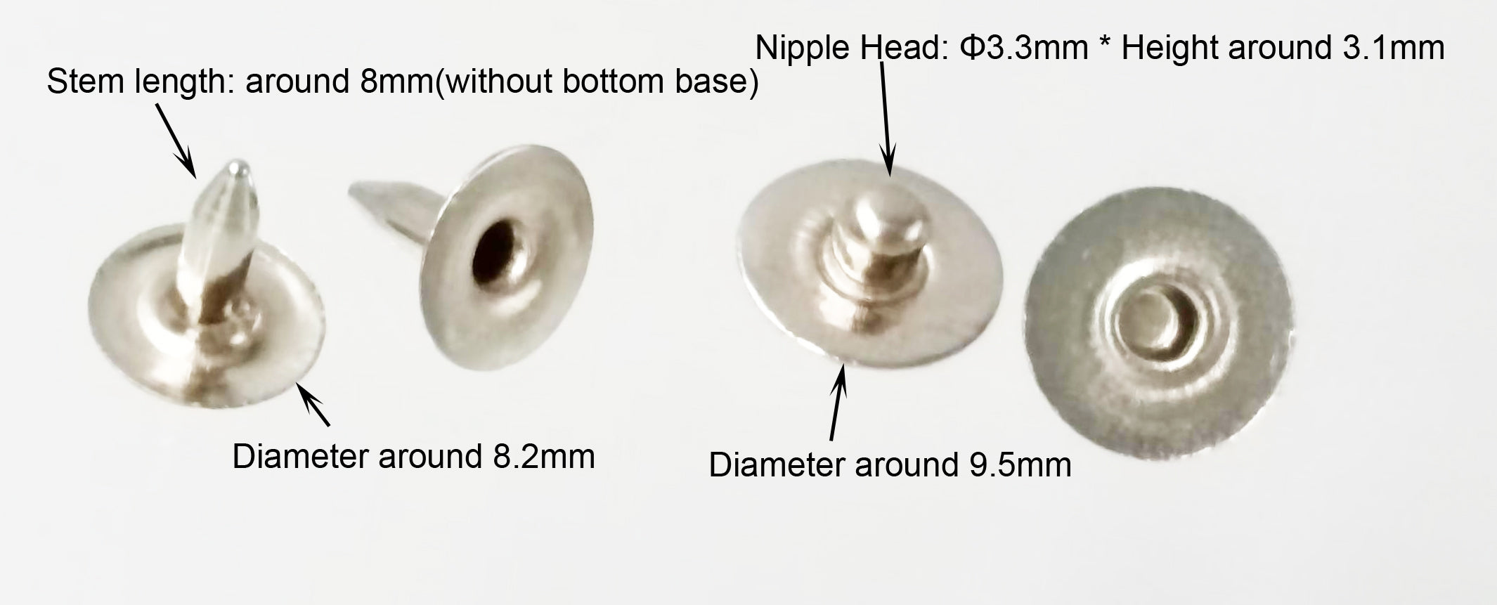 Kam Snaps Rivets Nieten Silber 50 Sets