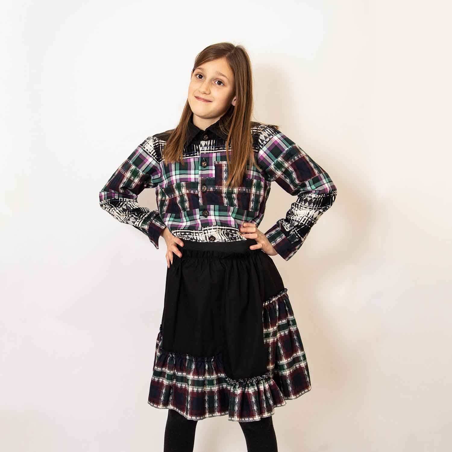 Infantium Victoria Mädchen Rock Schwarz Tartan Rot Grün 128