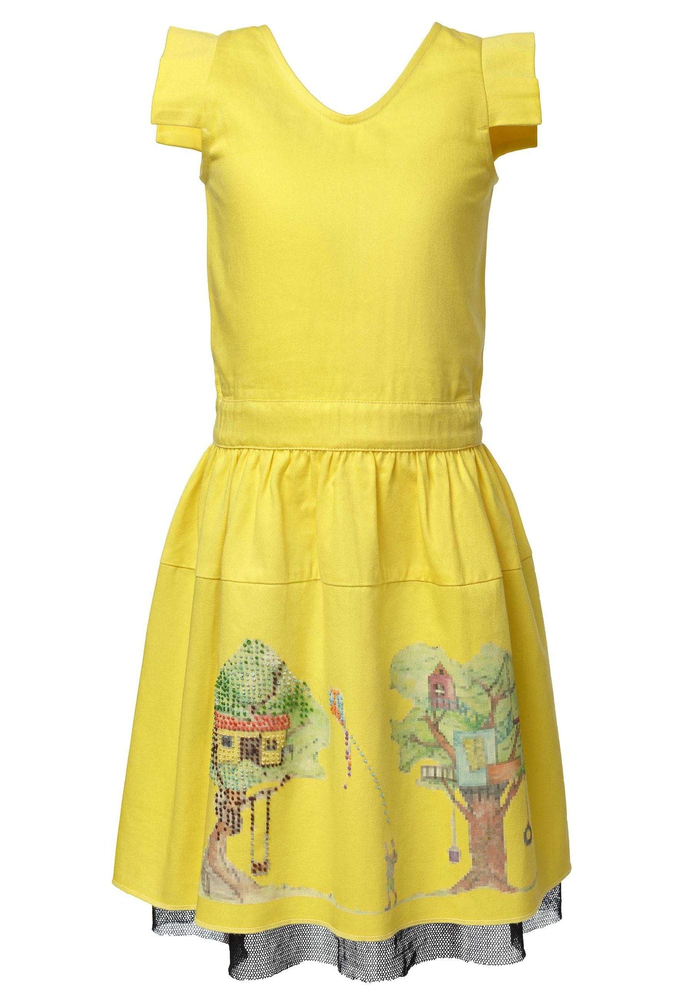 Infantium Victoria Dresses Mädchenkleid Gelb bestickt Baumwolle
