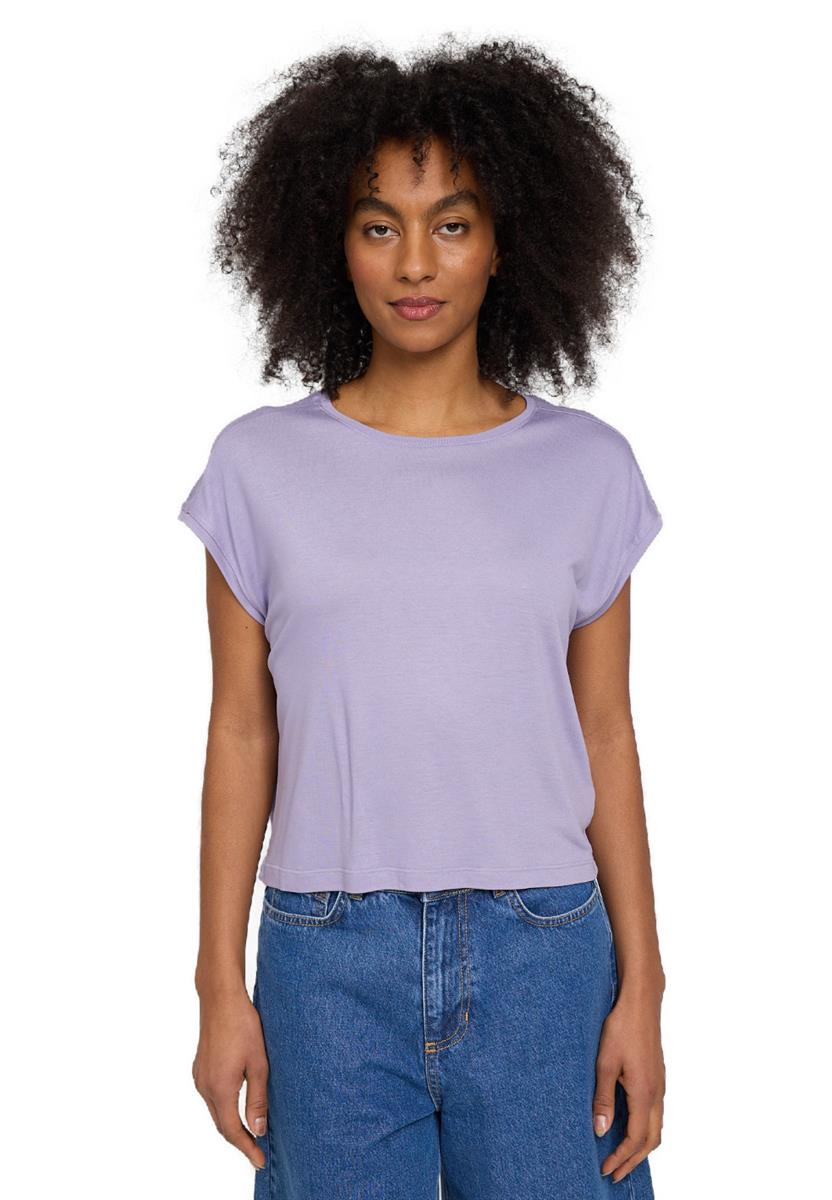 Marlowe Nature Ecovero Viscose Cropped T-Shirt steel blue