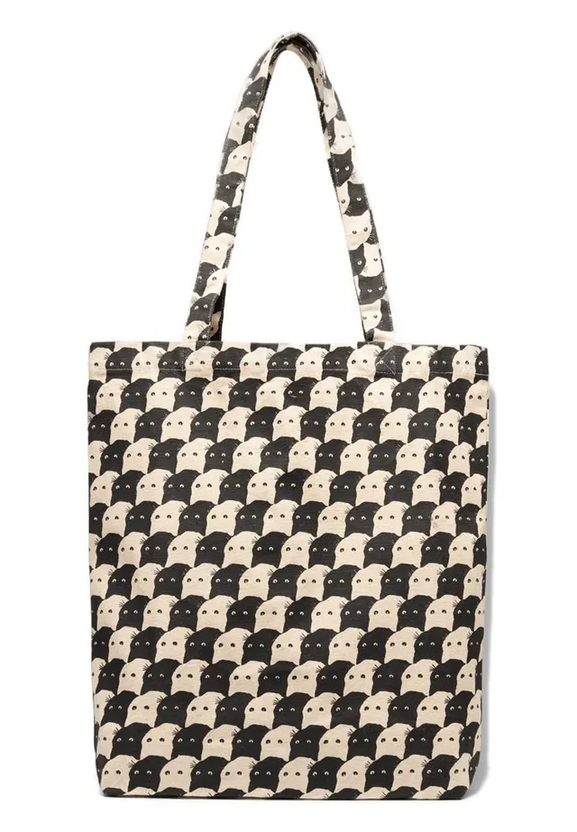 Dedicated Torekov Pepita Cats Tote Bag off-white Bio