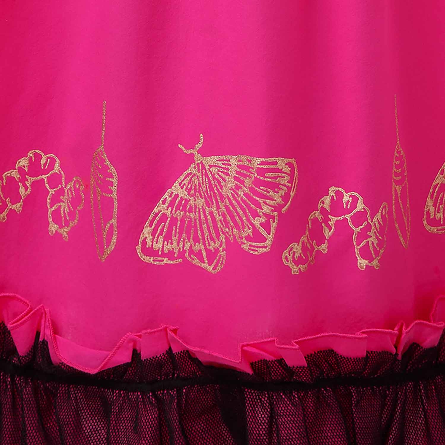 Infantium Victoria Ballkleid Pink Mädchenkleid Baumwolle Goldprint