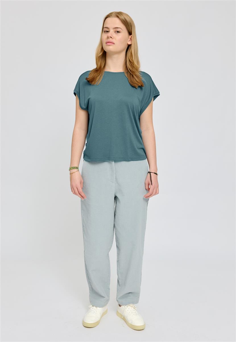 Marlowe Nature Ecovero Viscose Cropped T-Shirt steel blue