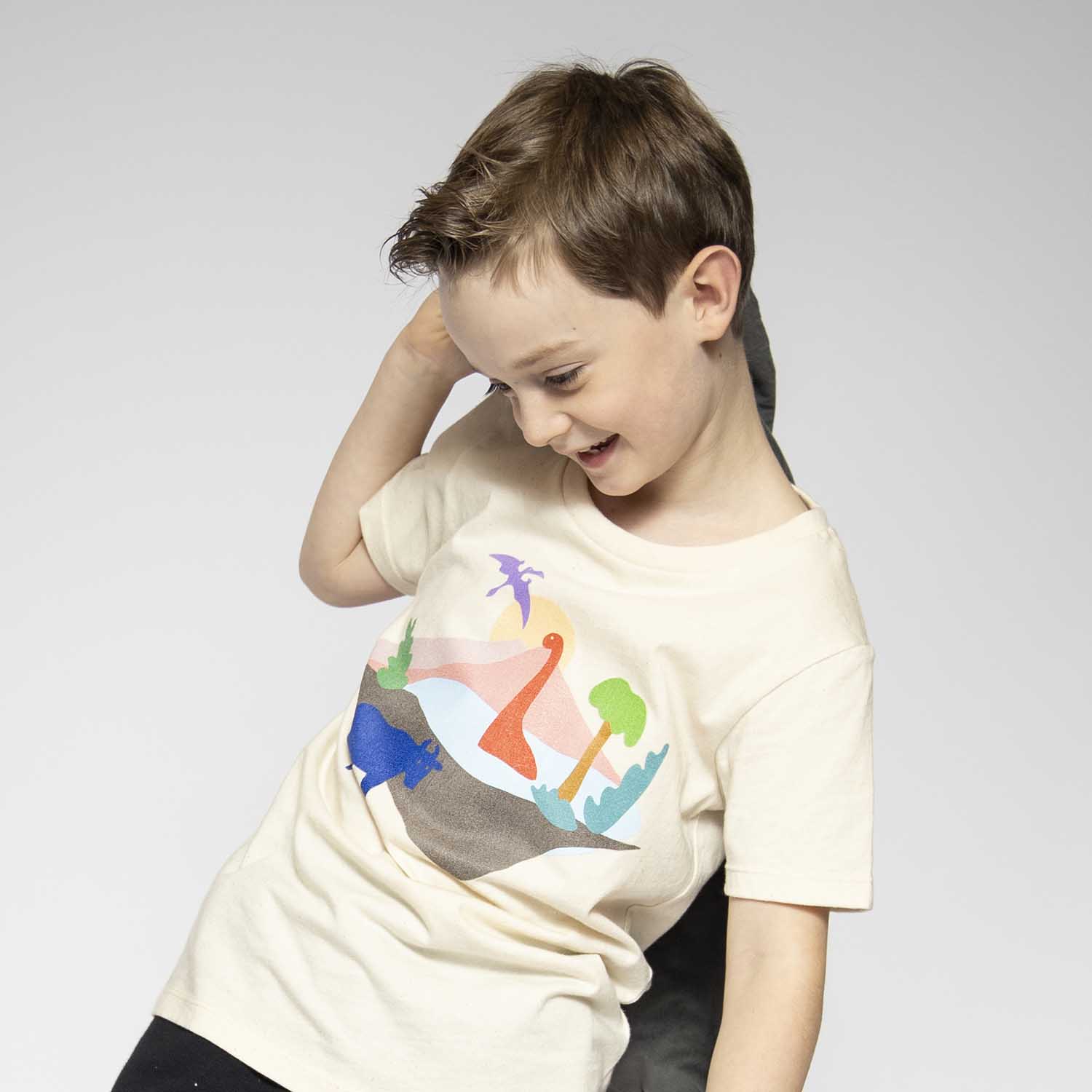 Infantium Victoria Dino & Cow T-Shirt Weiß 104 Bio-Baumwolle
