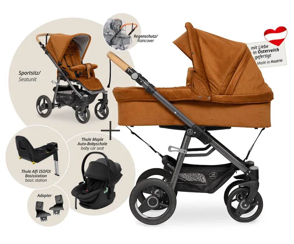 Naturkind Lux Evo 4in1 Kinderwagen Max Thule Maple