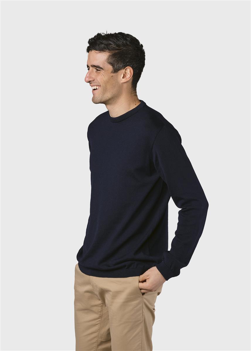 marlowe nature Mens Basic Merino Knit Pullover navy Merinowolle