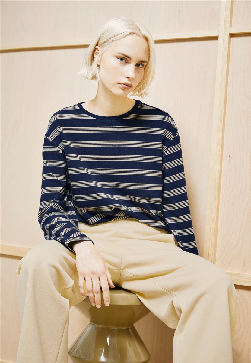 marlowe nature Marynaa Fine Stripe Longsleeve Shirt tinted navy